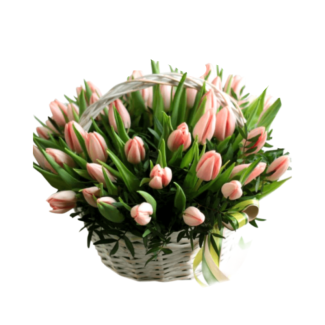 Корзина из розовых тюльпанов Корзина из розовых тюльпанов